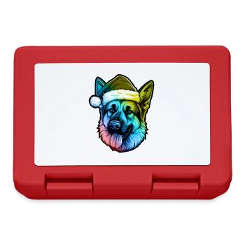 German Shepherd Dog Head Christmas Portrait Colorful - Lunchbox - red - Front