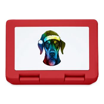 Doberman Dog Head Christmas Portrait Colorful - Lunchbox - red - Front
