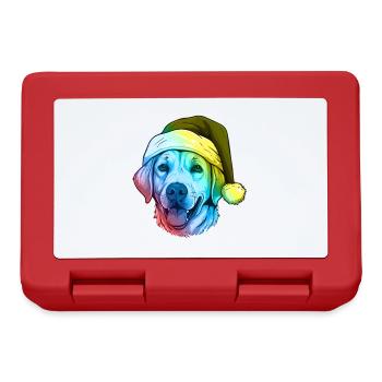 Labrador Hund Kopf Weihnachten Portät Bunt - Brotdose - Rot - Vorne
