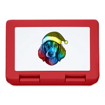 Dackel Hund Kopf Weihnachten Bunt - Brotdose - Rot - Vorne
