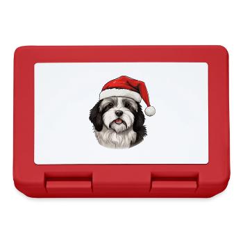 Tête de Noël de chien bichon havanais - Boîte à goûter - rouge - Devant