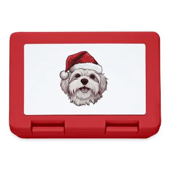 Malteser Hund Weihnachten Kopf - Brotdose - Rot - Vorne