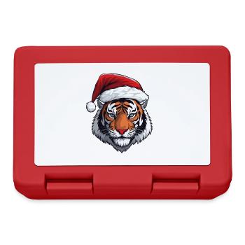 Tiger Kopf Weihnachten Portät - Brotdose - Rot - Vorne