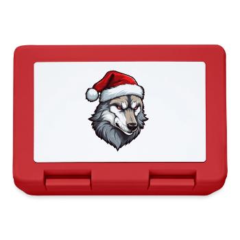 Portrait de Noël tête de loup - Boîte à goûter - rouge - Devant