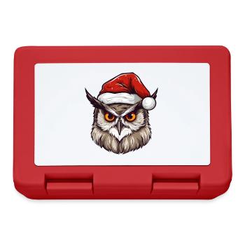 Portrait de Noël tête de hibou - Boîte à goûter - rouge - Devant