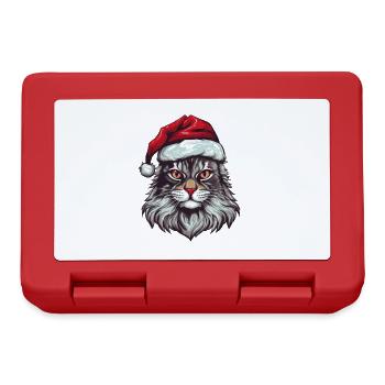 Cat Head Christmas Portrait - Lunchbox - red - Front
