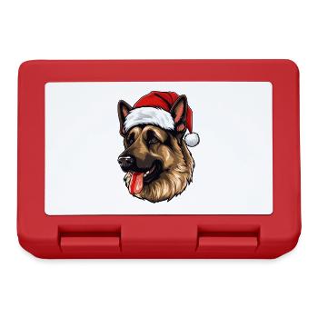 German Shepherd Dog Head Christmas Portrait - Lunchbox - red - Front