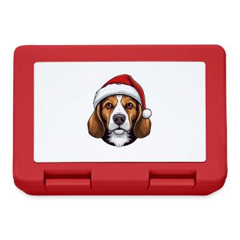 Portrait de Noël tête de chien Beagle - Boîte à goûter - rouge - Devant