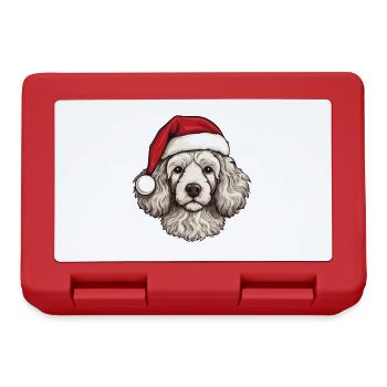 Pudel Hund Kopf Weihnachten Portät - Brotdose - Rot - Vorne