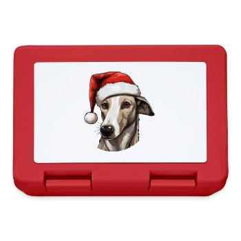 Greyhound Dog Head Christmas Portrait - Lunchbox - red - Front