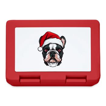 Bouledogue Français tête de chien de Noël Portä - Boîte à goûter - rouge - Devant
