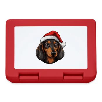 Dackel Hund Kopf Weihnachten - Brotdose - Rot - Vorne