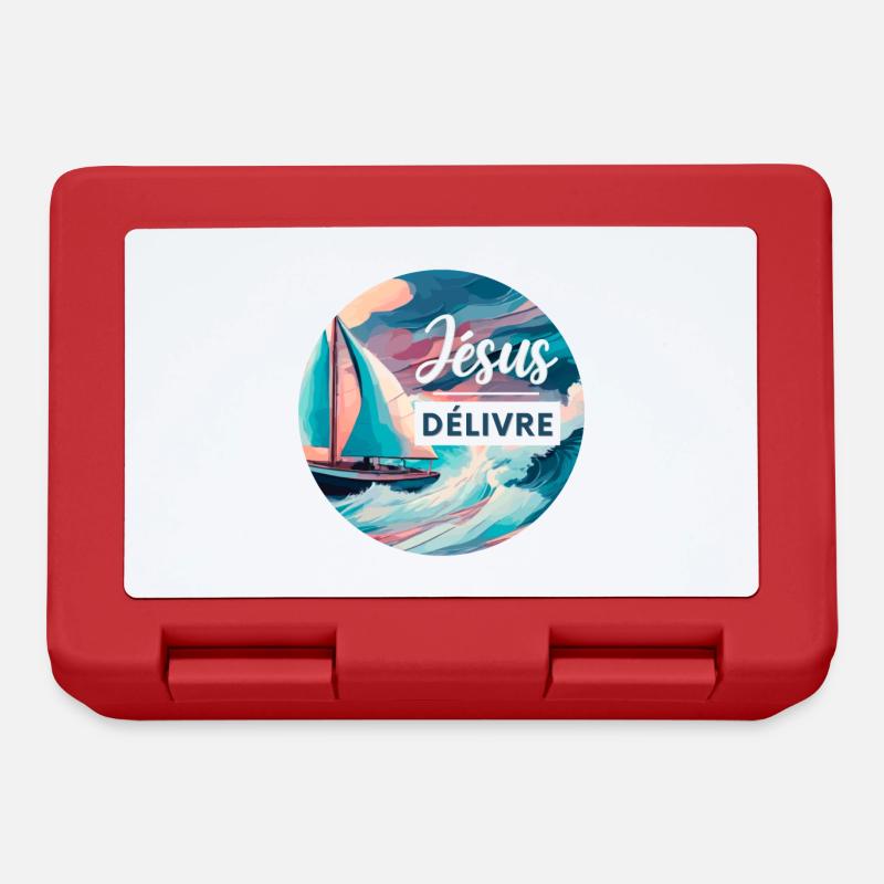 Jésus délivre | Marc 4 | Chrétien - Boîte à goûter - rouge