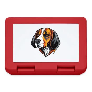 Beagle Hund Kopf - Brotdose - Rot - Vorne
