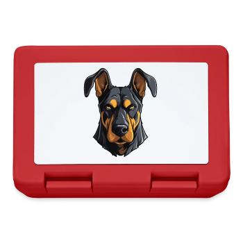 Doberman Hund Kopf - Brotdose - Rot - Vorne