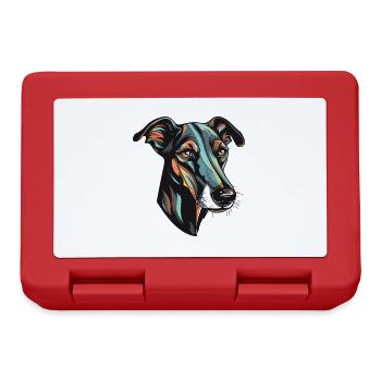 Greyhound Hund Kopf - Brotdose - Rot - Vorne
