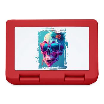 Totenkopfdame mit Sonnenbrille - Brotdose - Rot - Vorne