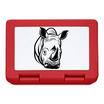 Nashorn Kopf - Brotdose - Rot - Vorne