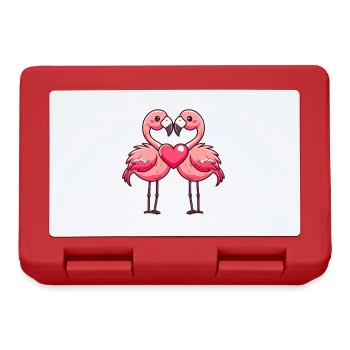 Flamingo Paar Liebe Couple Verliebt - Brotdose - Rot - Vorne