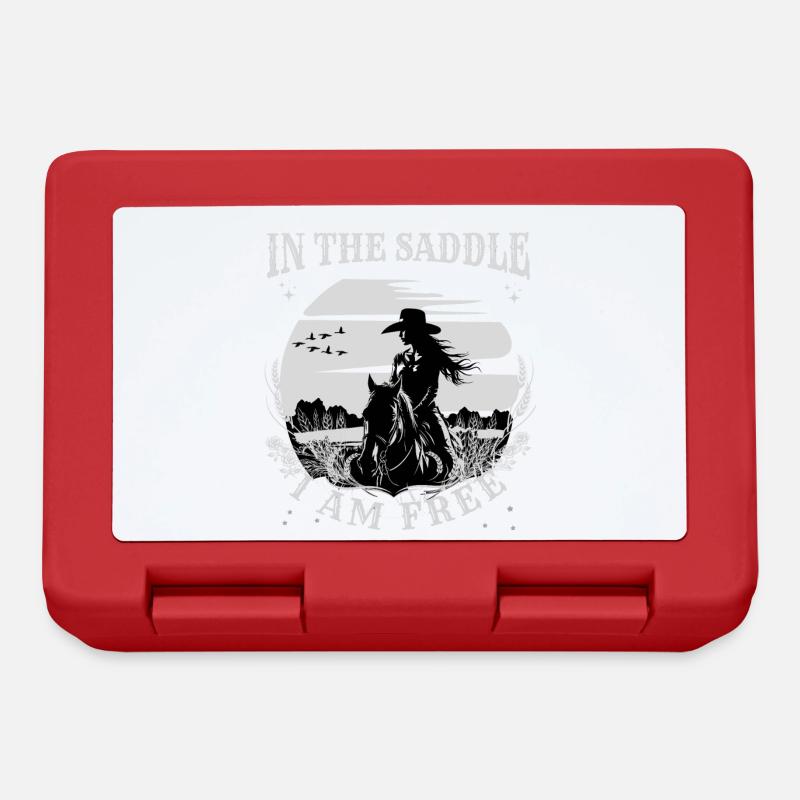 En selle je suis libre - Idée cadeau Amoureux des chevaux - Boîte à goûter - rouge