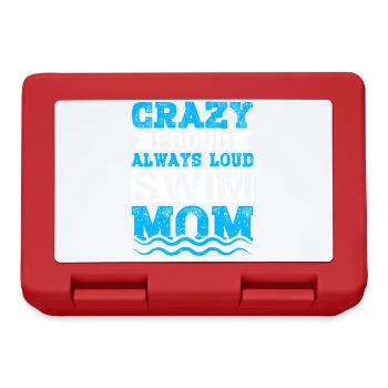 Crazy Proud Always Loud Swim Mom Gifts Swim Mom - Brotdose - Rot - Vorne