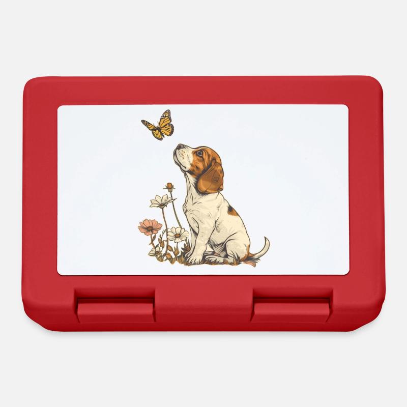 Beagle et papillon - Boîte à goûter - rouge