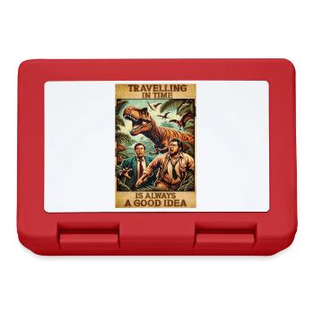 90s movie poster design Time travel T-Rex Humor - Lunchbox - red - Front