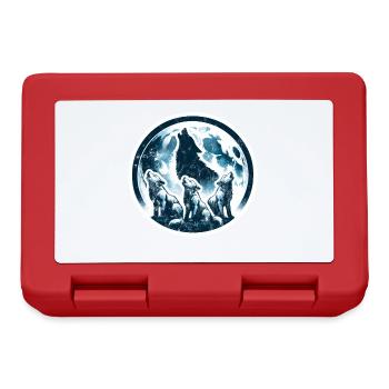 Monocolor Wolf Welpen heulen Mond Fantasy Natur - Brotdose - Rot - Vorne