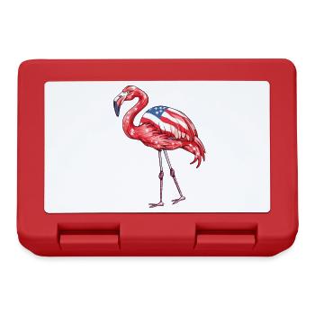 Flamants roses drapeau américain 4 juillet flamants roses cadeau - Boîte à goûter - rouge - Devant