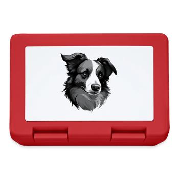 Border Collie Hund Porträt - Brotdose - Rot - Vorne