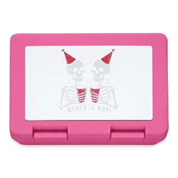 Funny Memento Mori Skeleton Party Stoic Latin - Lunchbox - pink - Front
