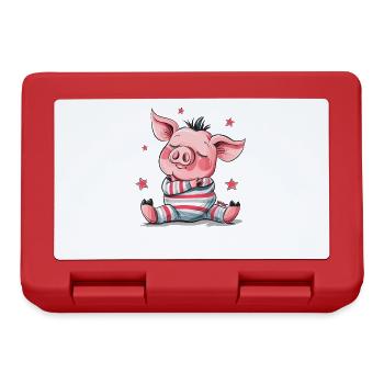 Cute Sleeping Pig - Lunchbox - red - Front