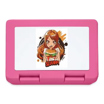 Anime girl loves big burgers - Lunchbox - pink - Front