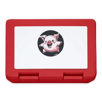 Funny Happy Ham Bacon Pig - Lunchbox - red - Front