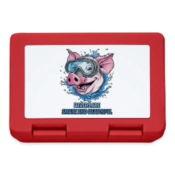 Divers are SMART AND BEAUTIFUL: Diver Pig - Lunchbox - red - Front