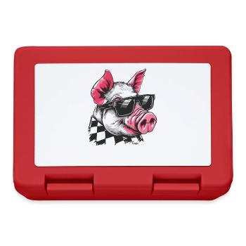 Cool Sunglasses Wearing Pig - Lunchbox - red - Front