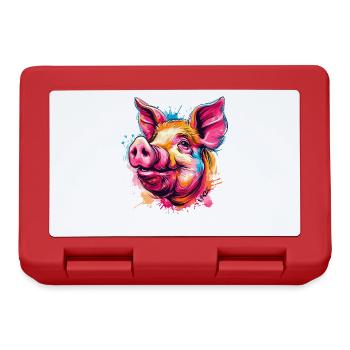 Buntes Farbspritzer Schwein - Brotdose - Rot - Vorne