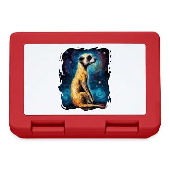 The sky is starry and a meerkat - Lunchbox - red - Front