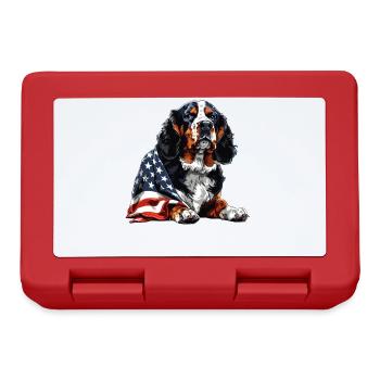 Bernese Mountain Dog 4th of July American Flag - Brotdose - Rot - Vorne
