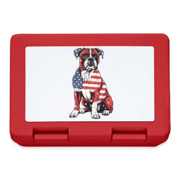 Boxer Dog 4 juillet Drapeau américain Cadeaux pour hommes - Boîte à goûter - rouge - Devant