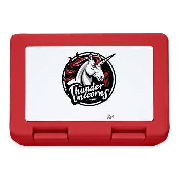 Lustige Sport-Logo-Parodie: Team Donner-Einhörner - Brotdose - Rot - Vorne