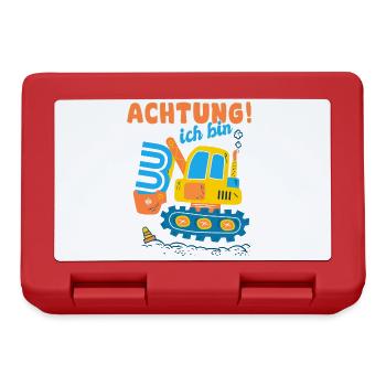 Ich bin 3 Geburtstag des Baggers, Geschenk 3 - Brotdose - Rot - Vorne