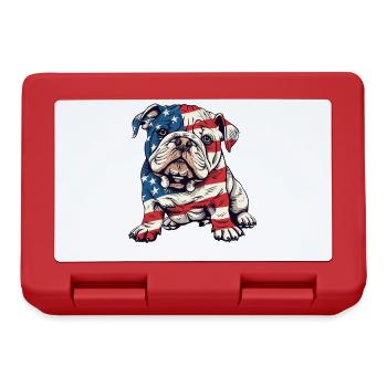 Chien Bulldog 4 juillet Drapeau américain Cadeaux - Boîte à goûter - rouge - Devant