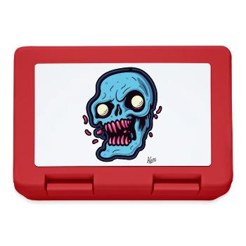 abstrakter blauer Totenkopf - Brotdose - Rot - Vorne