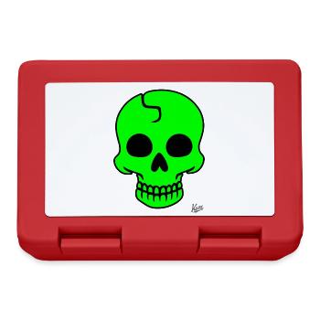 Lime green skull - Lunchbox - red - Front