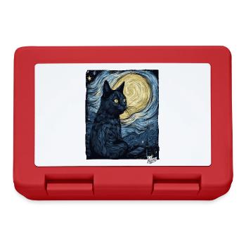 Nuit étoilée et chat noir - Boîte à goûter - rouge - Devant