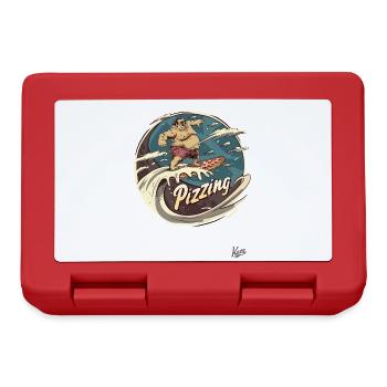 Big surfer guy surfing on a pizza wave - Lunchbox - red - Front