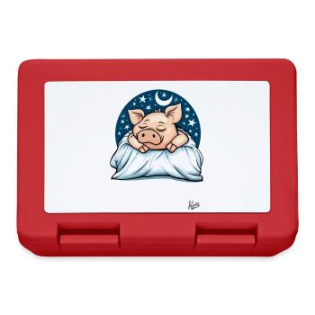 tired sleeping pig with moon and stars - Lunchbox - red - Front
