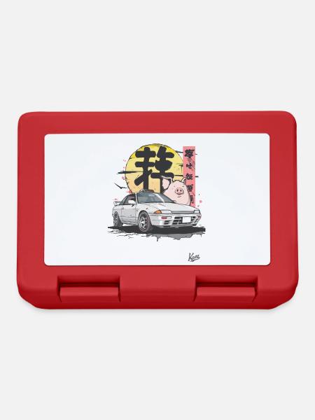 A Funny Pig and Japanese Street Racing - Lunchbox - red