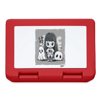 Jolie fille chibi du Japon et fantômes - Boîte à goûter - rouge - Devant